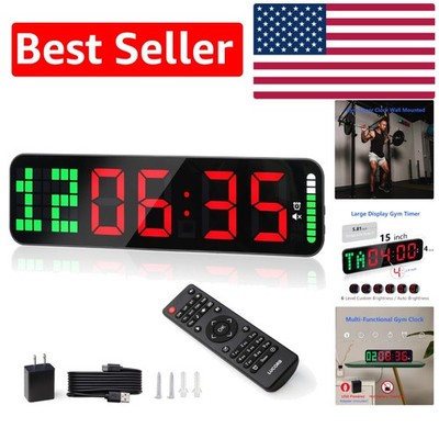 Easy-Read Remotely Controlled Gym Clock with Interval Timer & Brightness Adjust