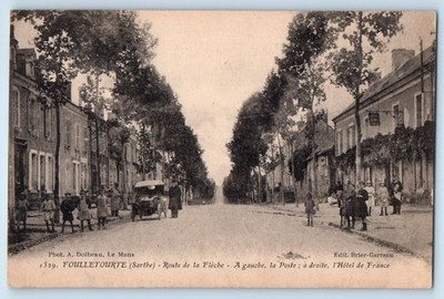 Foulletourte Sarthe France Postcard Route de la Flèche Post Office c1910