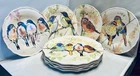Pier 1 Melamine Plate Set Birds Floral Four 10.25" Dinner, Four 8.7” Salad