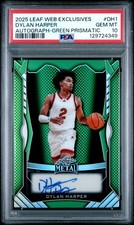 PSA 10 - DYLAN HARPER #/25 Auto 2025 Leaf Web Exclusives Rookie GREEN PRISMATIC
