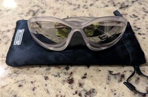 Prada Spr A23 Frosted Crystal Sunglasses With Silver Mirror Lenses Women's