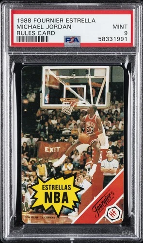 1988 FOURNIER ESTRELLAS RULES CARD MICHAEL JORDAN PSA 9