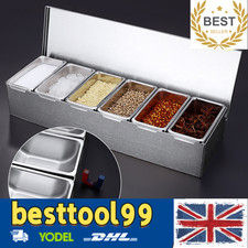Stainless Steel Seasoning Spice Box Jar Condiment Dispenser Storage Container UK