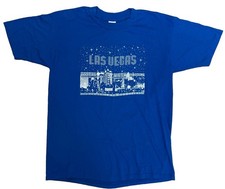 Vintage Las Vegas Graphic T-Shirt Size 2XL Stars Blue Single Stitch Made in USA
