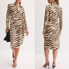 Lauren Ralph Lauren Black Label Long Sleeve Zebra Print Side Tie Shirt Dress - 4