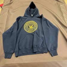 US Navy Hoodie Sweatshirt Large Blue Reflective Logo USA Made Vintage MJ SOFFEE