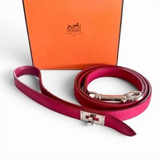 Hermes Kelly Hundeleine rot Leder mit Box geb...