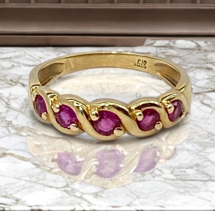 Ruby Eternity Ring 9ct Solid Gold Half Set with R… - image 2