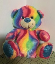 Adorable Rainbow Bear Plush Soft EUC 11  