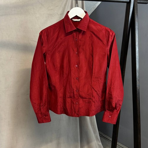 Loro Piana, Loro Piana Women’s 100% Silk Red Button-Up Shirt Made in Italy Size 42
