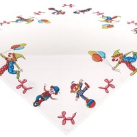 Tischdecke Fasching Mitteldecke Clown Faschingstischdecke TischwäSche Weiß 85X85
