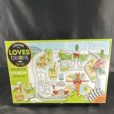 Hinkler Color-In Zoo 100 Piece Jigsaw Puzzle Includes Colored Pencils