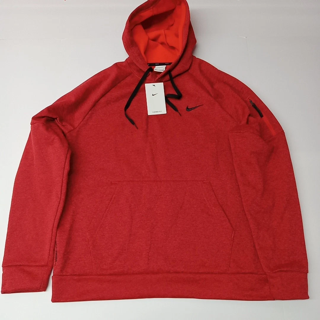 Nike Men’s Therma-Fit Pullover Fitness Hoodie Size L Red Heather DQ4834-677 NEW