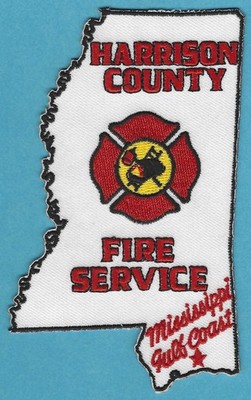 HARRISON COUNTY MISSISSIPPI FIRE RESCUE PATCH STATE SHAPED