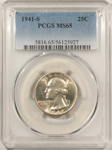 1941-S WASHINGTON QUARTER - PCGS MS-65, GEM!