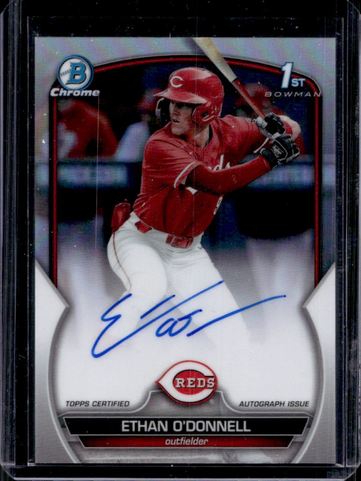 2023 Bowman Draft Ethan O'Donnell Chrome Auto Refractor 1st Prospect #/499 Reds