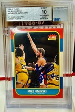 2024 Jersey Fusion 1986-87 Fleer Mike Gminski Auto Beckett 10 Game Used Tag