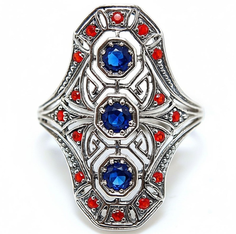 1CT Heat Treated Kyanite 925 Sterling Silver Filigree Ring Sz 6 PC9-1