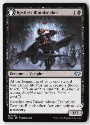 Restless Bloodseeker #128 (LP) Crimson Vow VOW Magic MTG
