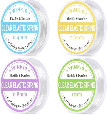 4 Rollen Elastisches Band (52m)   Gummiband für Armbänder (0.4/0.6/0.8/1mm) | Tr