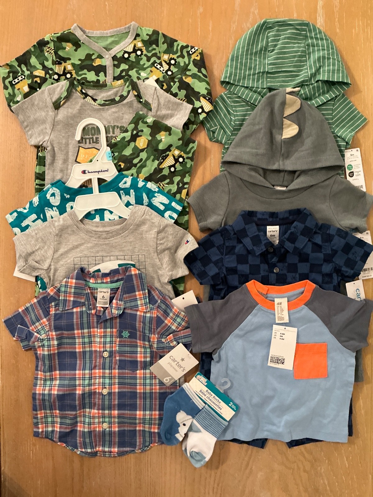 Carter's, Champion, H&M Infant Boys Clothing Lot of 11 Size 6, 6-9, 6-12 Months