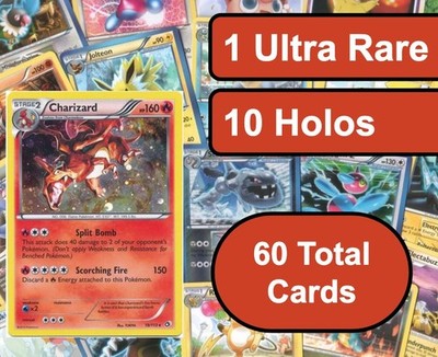 Pokémon Card Lot 60 TCG Bundle Ultra Rare V GX EX 10 Holo Guaranteed Collection