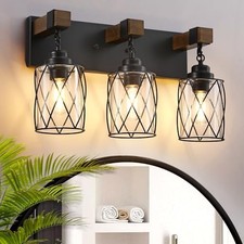Farmhouse Bathroom Light Fixtures, 3 Light Bathroom Vanity Light 3-Light Black