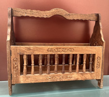 Wooden Magazine Newspaper Rack Mid Century Handmade Carved Holder Marks 1960’s
