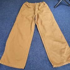 Carhartt Kids Brown Duck Canvas Carpenter Dungaree Pants Sz 10 Adjustable Waist