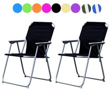 Juego de 2 sillas de camping silla plegable silla de pescador silla plegable metal tela vers. Colores