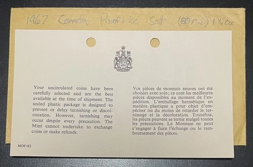 1967 Canada Proof-Like Silver 6 Coin Set Royal Canadian Mint RCM Dollar