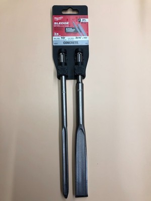 Milwaukee SDS-Plus, Sledge 10  BULLPOINT & ¾ X 10  FLAT Chisel - 2 PK 48-62-6080