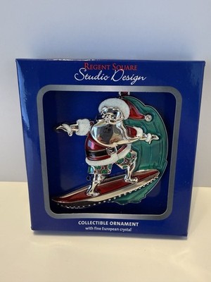Regent Square Design Studio  Surfing Santa  2019 Christmas Ornament