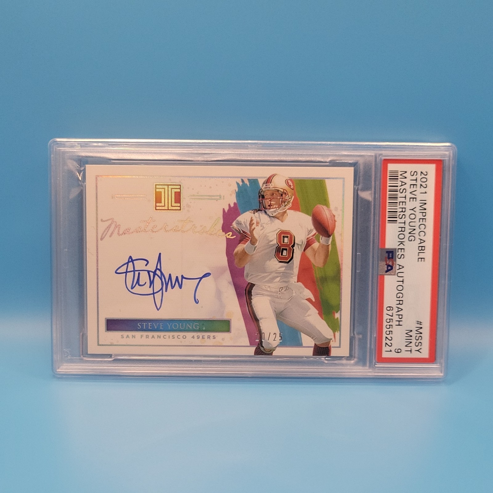 Panini 2018 Impeccable Steve Young 49ers #MS-SY On Card Auto PSA 9 /25 view 2