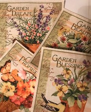2 Flower Garden Patches - Iron On fabric Appliques, Squares