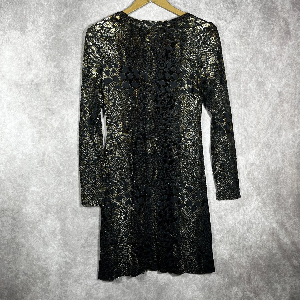 Vestido Karen Kane Para Mujer XS Negro Terciopelo Burnout Piel de Serpiente Bruja Gótico Grunge Foto 4 de 4