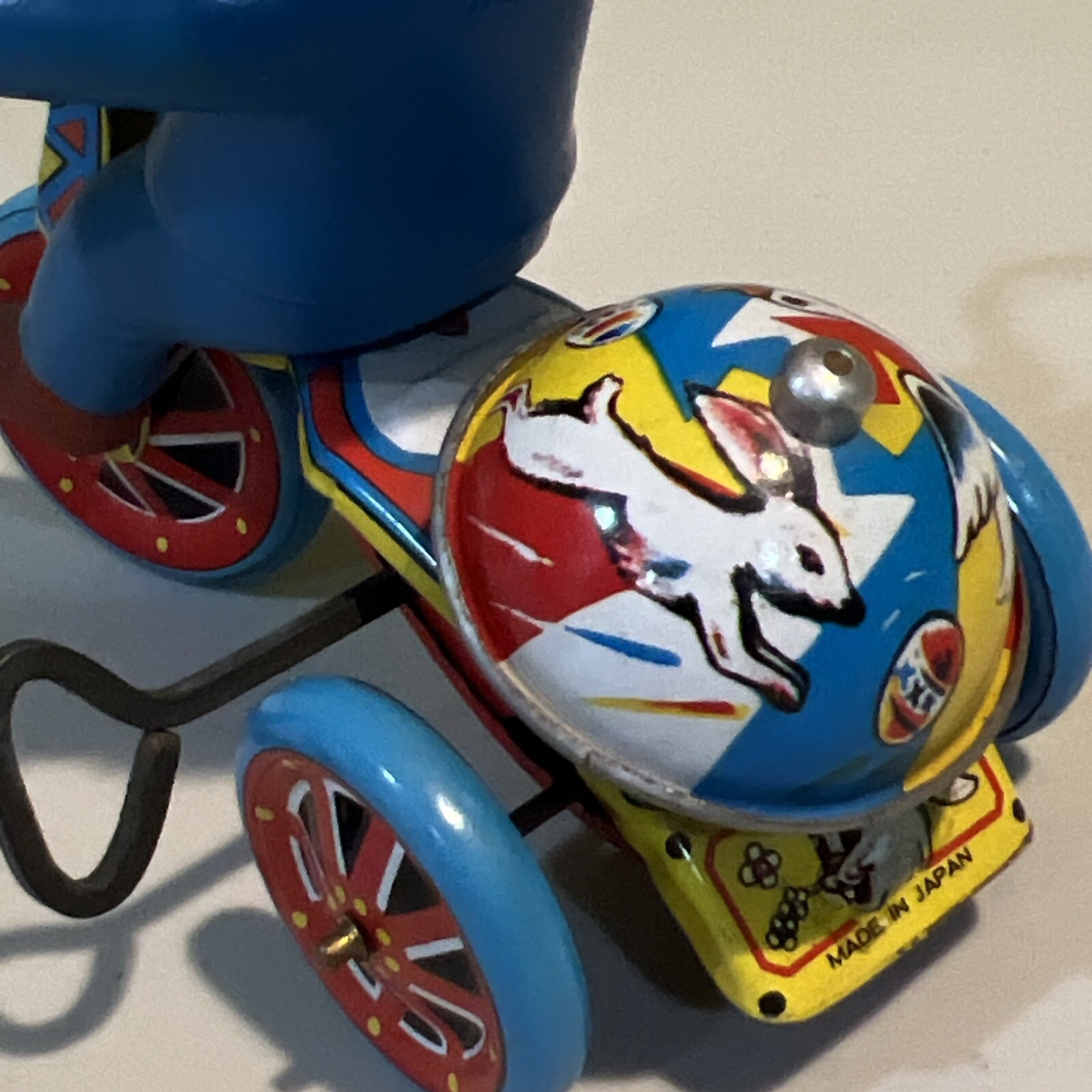 TIN LITHO WIND UP TOY- BOY RIDING TRICYCLE - WORKING - NICE