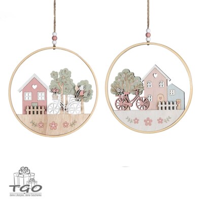 Formano Fensterdeko 2er-set Ring Ø20cm mit Landschaft aus Holz gefertigt-583543