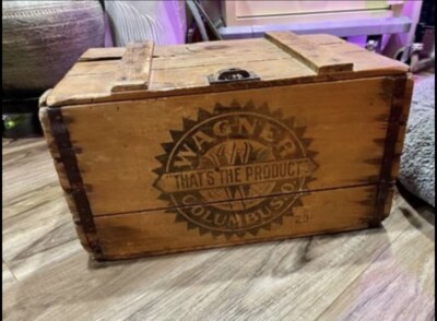 80’s Mutual of Omaha ビンテージ 貯金箱 アドバタイジング 1920s-30s Antique Vintage Wagner Wood Beer Crate Hinge Lid Brewery
