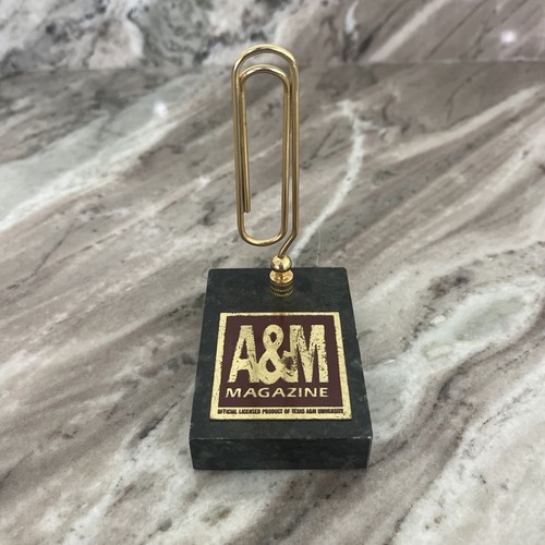 VTG Paper Clip Note Bill Receipt Memo Holder Paperweight Texas A&M