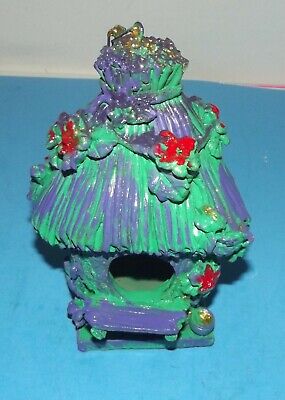 INDOOR OUTDOOR DECORATIVE BIRDHOUSE PINK PURPLE BLUE HAND-PAINTED Details about   #8790