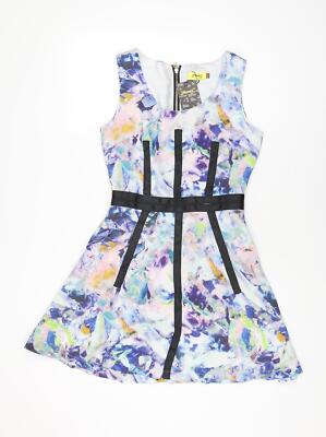 Max C Damen Mehrfarbig Geometrisches Polyester Skaterkleid Größe 8 Rundhals Reißverschluss