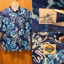 Vintage Flipbox Button Up Hawaiian Shirt Blue USA Made Hibiscus 90’s XL Short