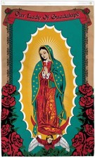 10 x "OUR LADY OF GUADALUPE ROSE" vertical flag 3x5 ft polyester banner sign grn