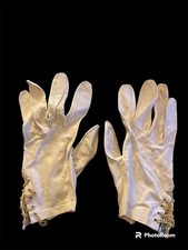 Vtg VIOLA WEINBERGER Gloves White Leather Made In France Women  s Size 7 1/2