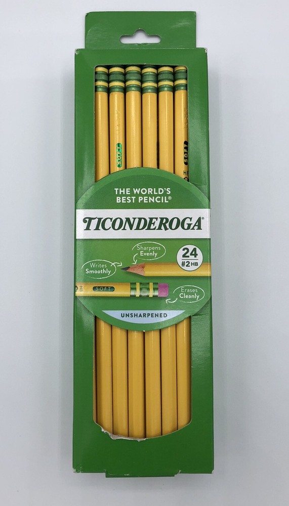 Ticonderoga Wood-Cased Pencils HB 2, Unsharpened, 24 Count (Pack of 1), Yellow