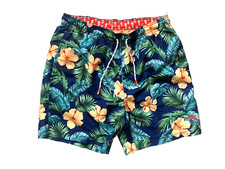 TOMMY BAHAMA Blue/Yellow HAWAIIAN SWIM SHORTS Summer Beach Surf Pool Trunk Men M