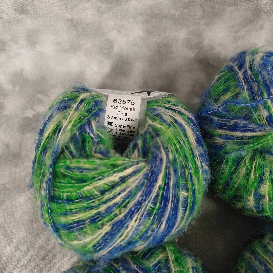 Ice Yarns Kid Mohair Fine Blue Green SuperFine Yarn Lot of 4 🌿 🧶 - Image 3 of 4
