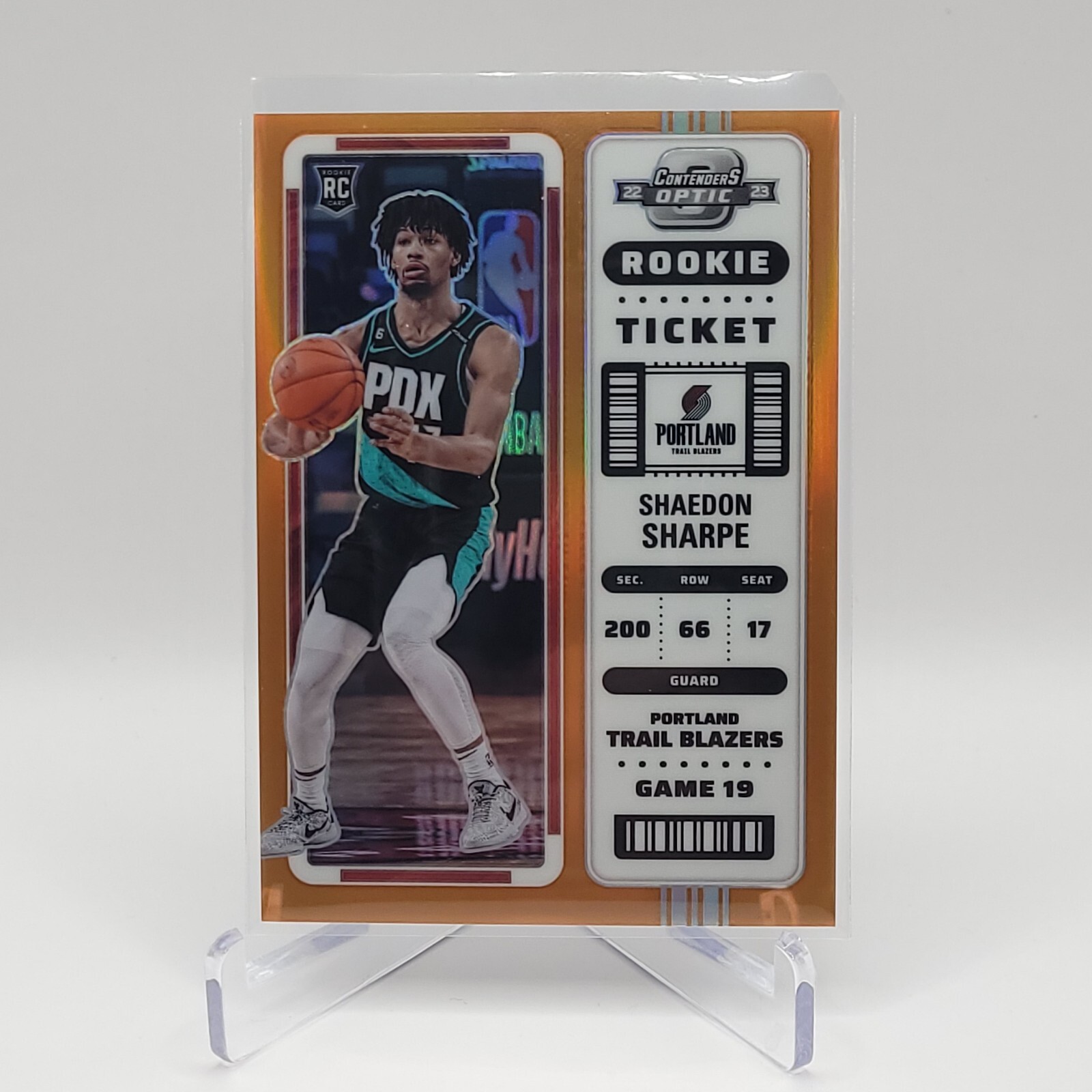 2022-23 Contenders Optic Shaedon Sharpe Orange Prizm /49 Rookie Ticket