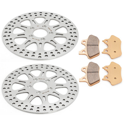 Polished 11.5'' Front Rear Brake Rotors Pads for Harley Dyna Low Rider FXDL 00-03